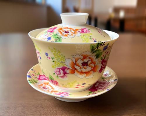 未使用○台湾茶器○客家花布柄○12点4色セット